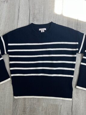 Sincerely Jules Navy and White Striped Crewneck Sweater
